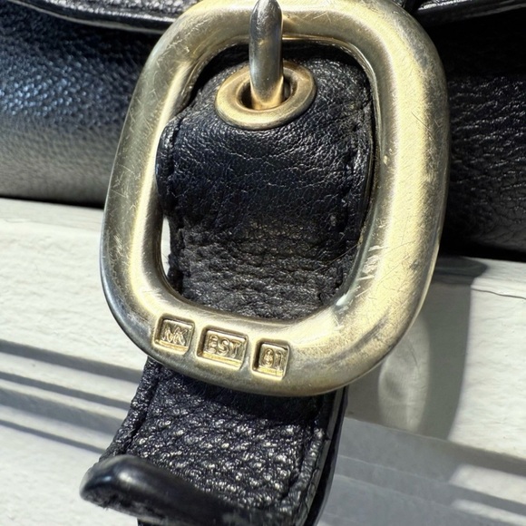 Michael Kors Navy Leather Shoulder Bag MK Est. 1981 Flap Hobo - Picture 3 of 11